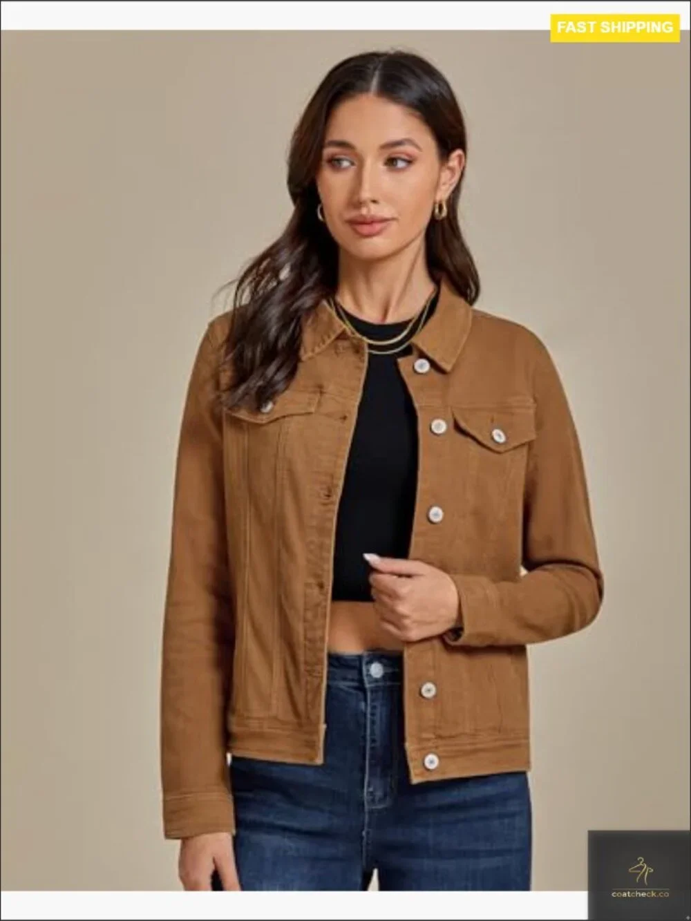 Button Down Stretch Fitted Long Sleeve Denim Jean Jacket Shacket